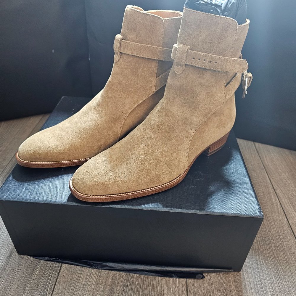 NEW Saint Laurent Suede Ankle Boot in Camel, Size 8.5 US - Picture 4 of 9